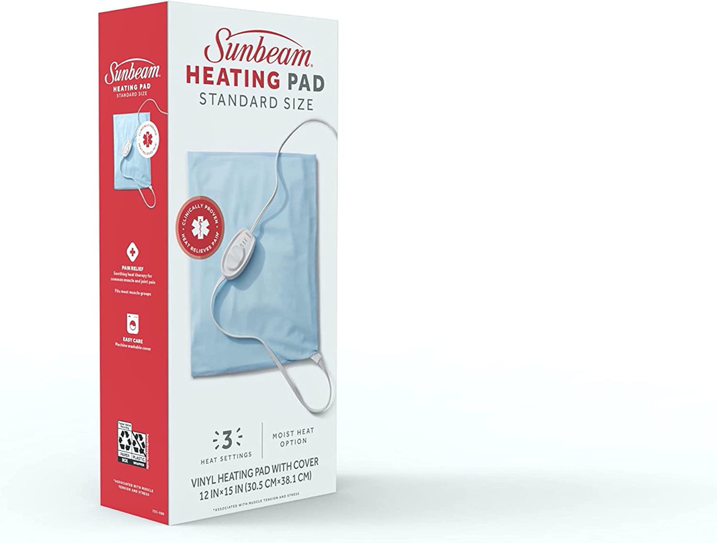 Sunbeam Heating Pad for Back, Neck, and Shoulder Pain Relief with Sponge for Moist Heating Option