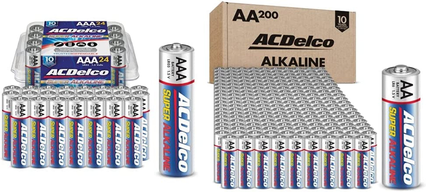 200-Count AA and AAACombo Pack Super Alkaline Batteries, 100-Count Each, 10-Year Shelf Life, Recloseable Packaging