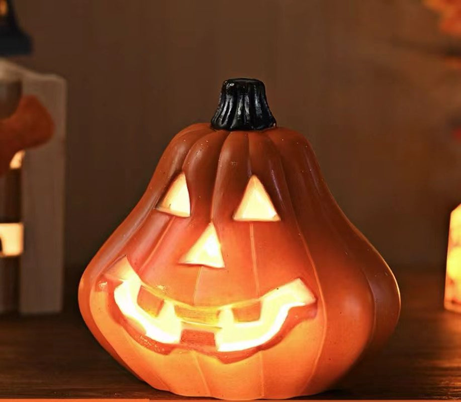 Halloween Decoration Clearance! Halloween LED Light up Pumpkins Fall Decorations, 9.44" X 7.87" Resin Waterproof Jack O Latern Lamp, Home Table Top Porch Props Decor for Yard Garden Bar Indoor Outdoor