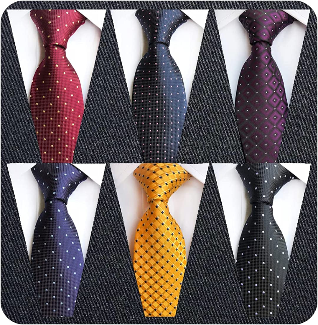 6 Pcs Men's Necktie Classic Silk Tie Woven Jacquard Neck Ties