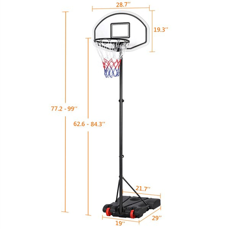 Portable 6.4-8.2 Ft. Height Adjustable Basketball Hoop System Indoor/Outdoor