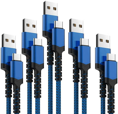 5 Pack USB Type C Cable 3/3/6/6/10FT Nylon Braided USB C Cable Fast Charger Charging Cord