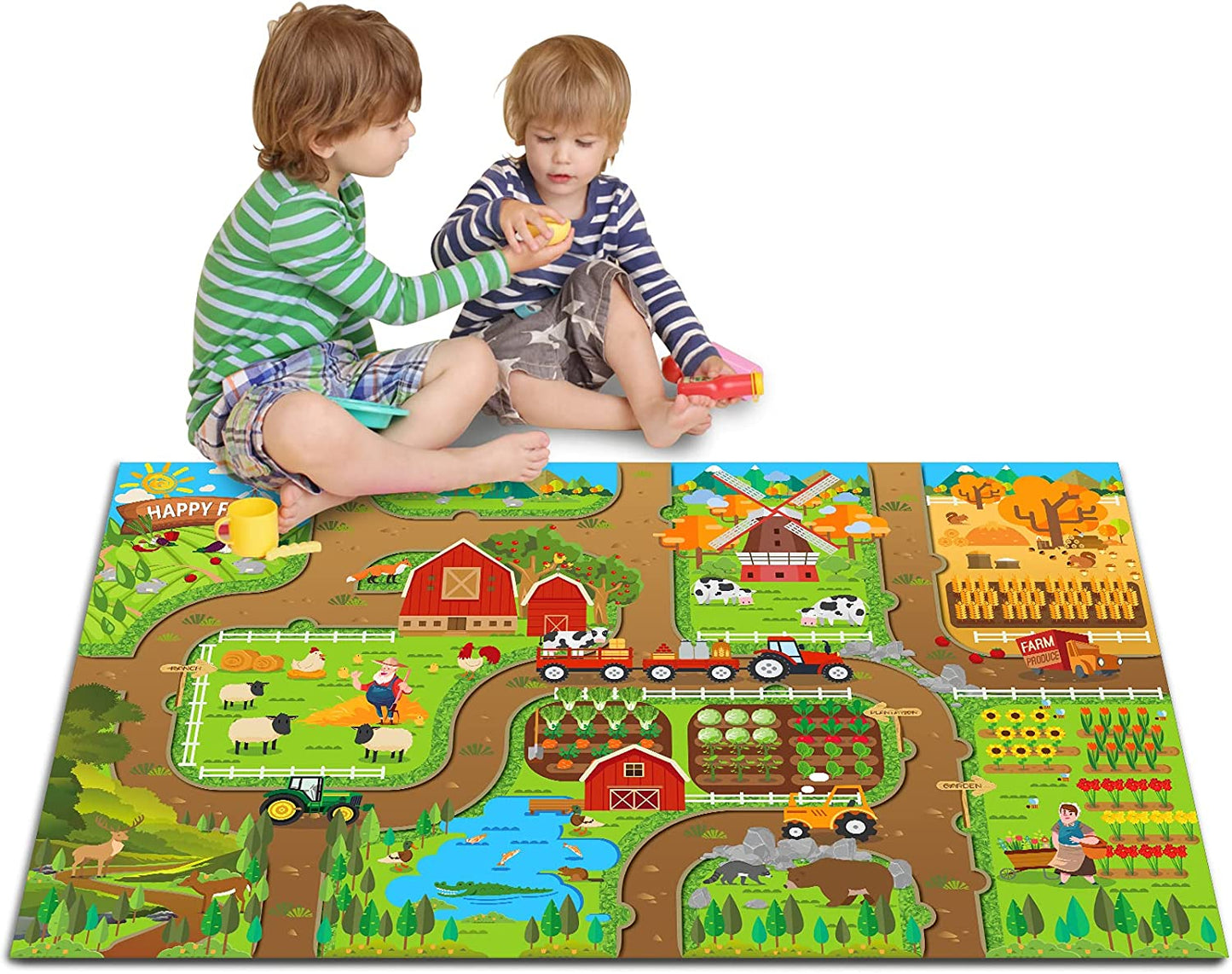 Kids Dream Mat Modern City Toy Activity Playmat, Parent-Child Interaction Game Map Rug, Ideal Children'S Educational Road Traffic City Life Pretend Play 552-C
