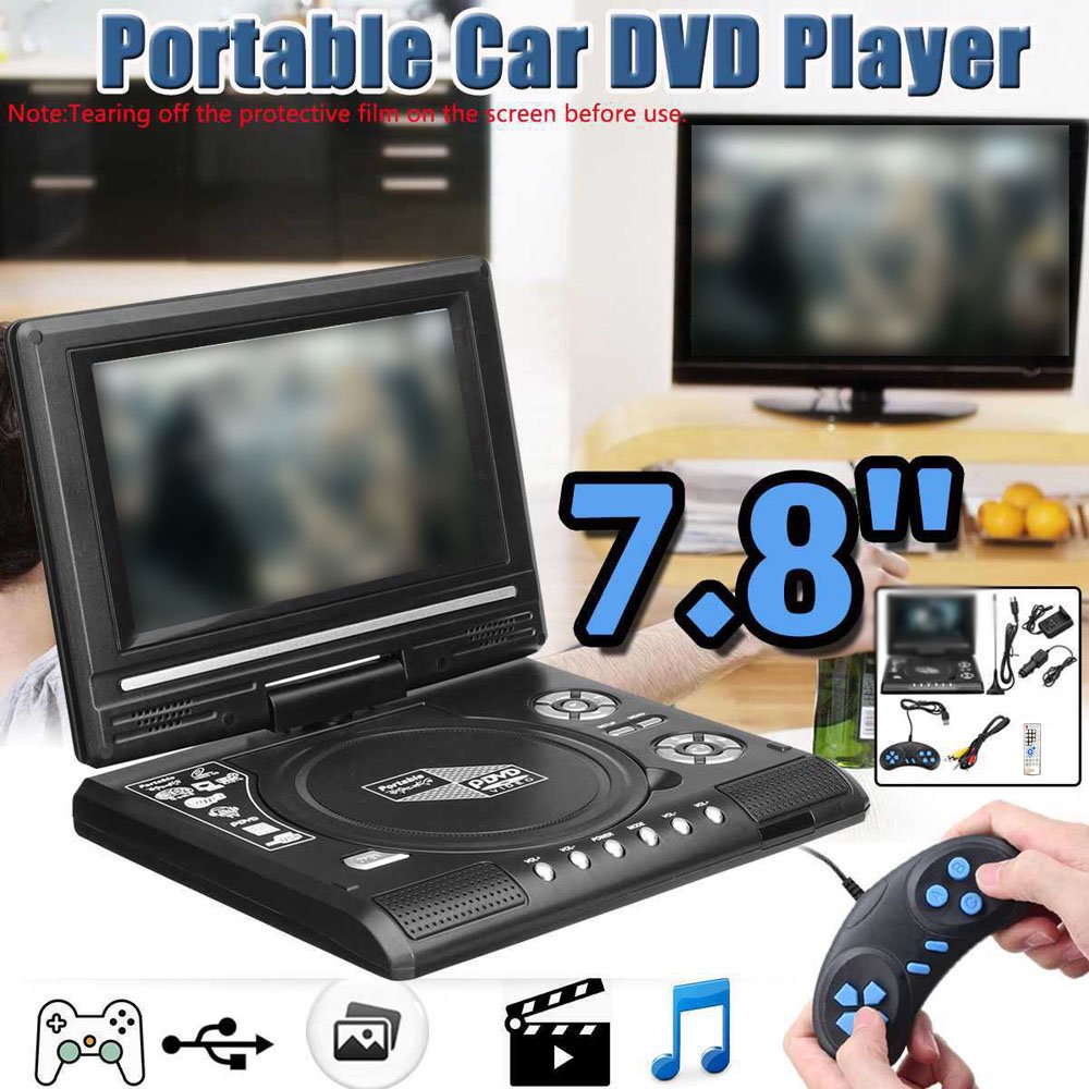 7.8 Inch 16:9 Widescreen 270° Rotatable LCD Screen Home Car TV DVD Player