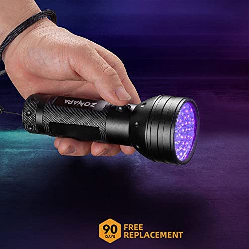 ZONAPA Ultraviolet UV Flashlight for Pet Stains, Dog Urine, Bed Bugs, Scorpions, and Glow Party Paint, Blacklight Reveals Fluorescent Color, Aluminum Alloy with Push Button