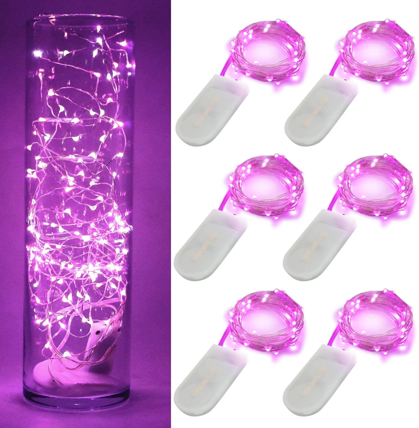 6 Pack Starry String Lights Waterproof Fairy String Lights 20 Micro Starry Leds on Silvery Copper Wire CR2032 Batteries Included for Wedding Centerpiece Party Christmas Table Decor Warm White