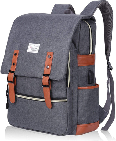 Vintage Laptop Backpack for Women Men,School College Backpack with USB Charging Port Fashion Backpack Fits 15.6Inch Notebook