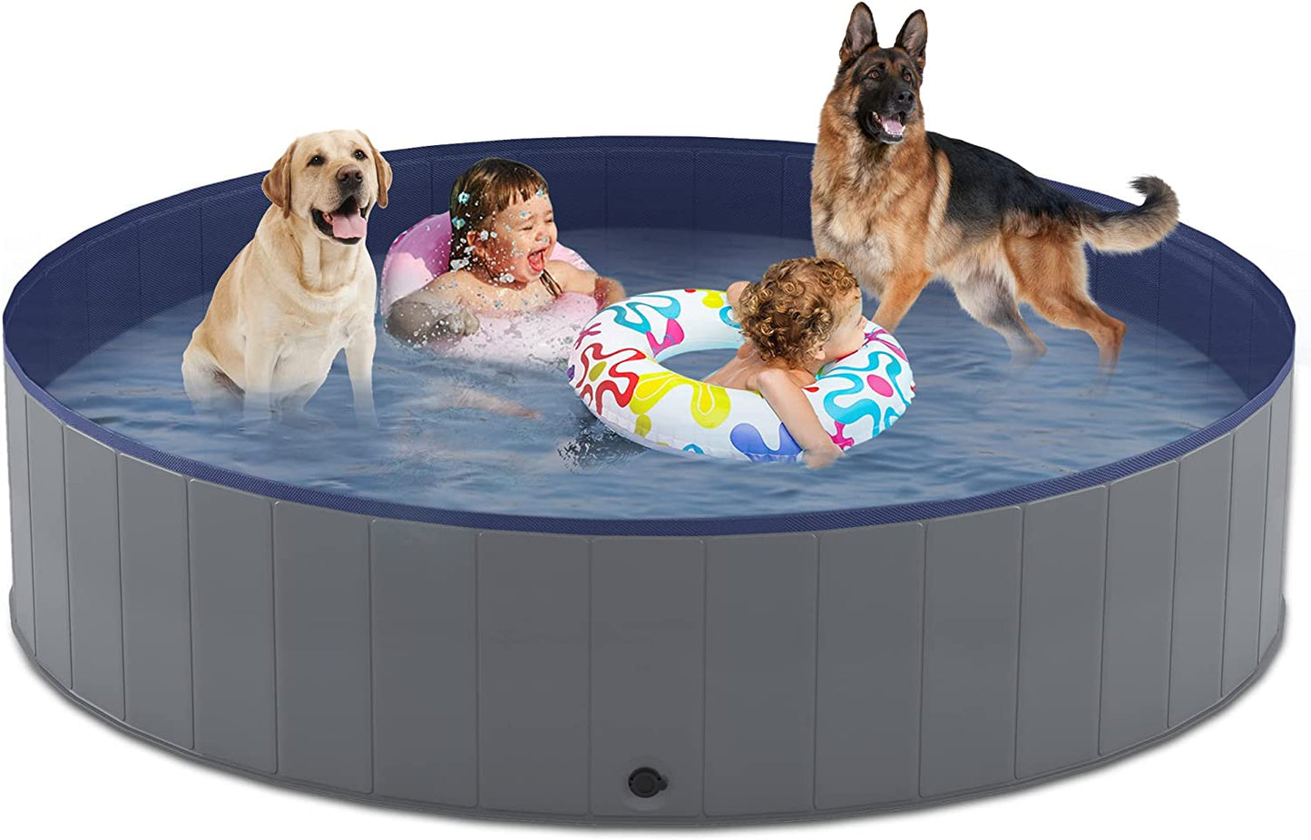 Foldable Dog Pool, Collapsible Hard Plastic Dog Swimming Pool, Portable Bath Tub for Pets Dogs and Cats, Pet Wading Pool for Indoor and Outdoor, 32 x 8 Inches