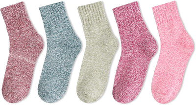 5 Pairs Winter Warm Crew Vintage Socks, Novelty Socks for Women & Girls