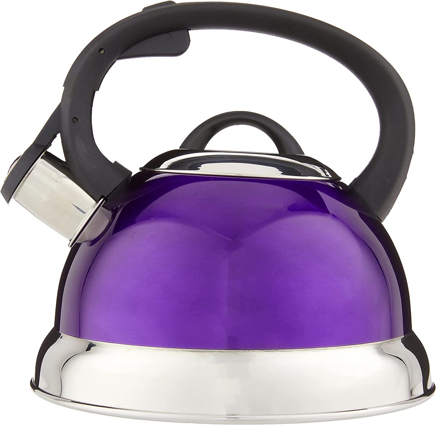 Mr. Coffee Twining 2.1 Quart Pumpkin Shaped Stainless Steel Whistling Tea Kettle, Metallic Red