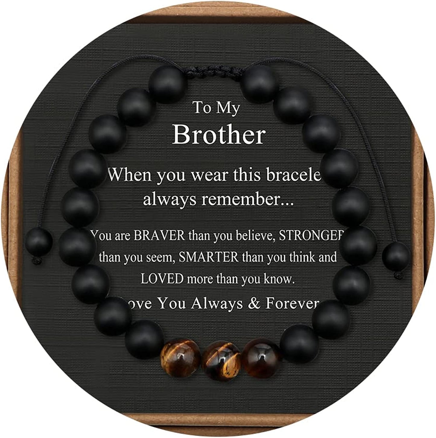 Tiger Eye Beaded Bracelets for Men To My Boyfriend Husband Son Brother Grandson Mens Bracelet Anniversary Birthday Christmas Father's day Gifts for Him