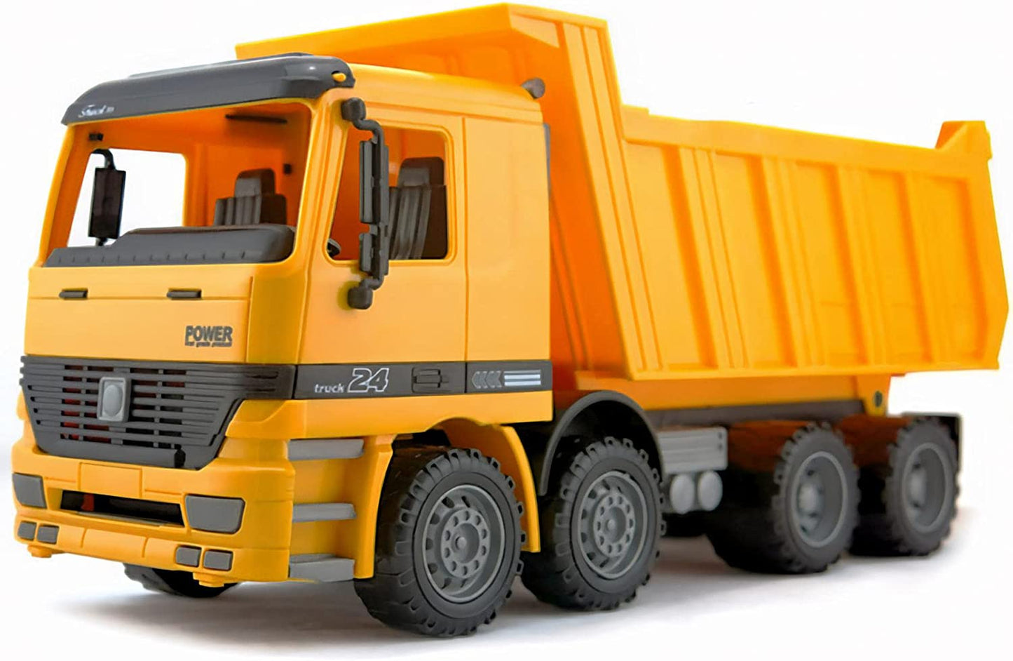 Oversized Dump Truck Toy for Kids Play, Big Friction Powered Toy Construction Vehicle with Lifting Dumping Bed