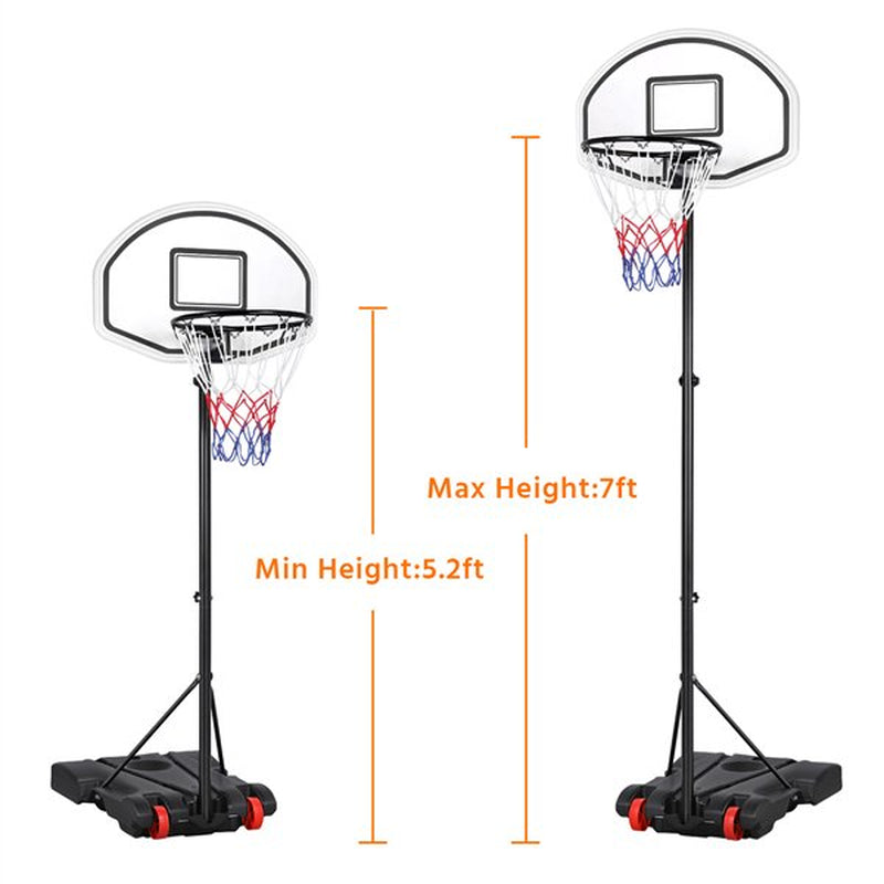 Portable 6.4-8.2 Ft. Height Adjustable Basketball Hoop System Indoor/Outdoor