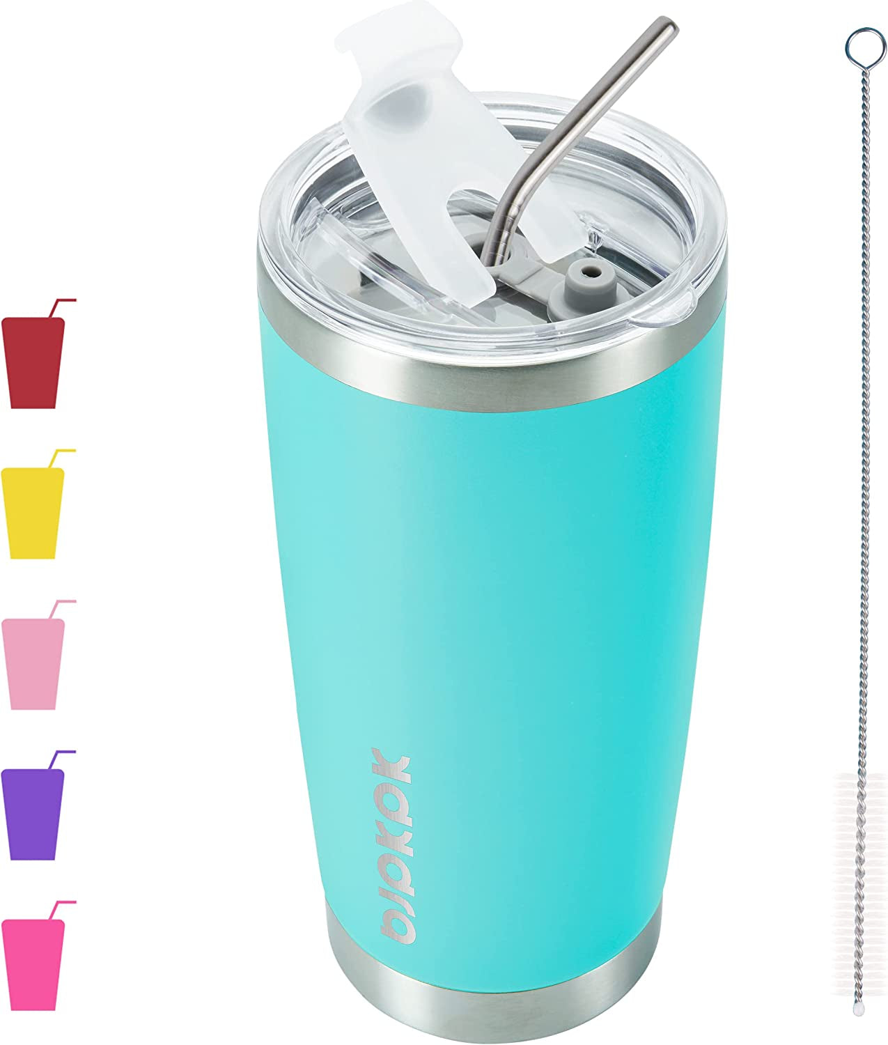 20 oz Insulated Tumblers With Lid And Straw Stainless Steel Coffee Tumbler Cup,Green