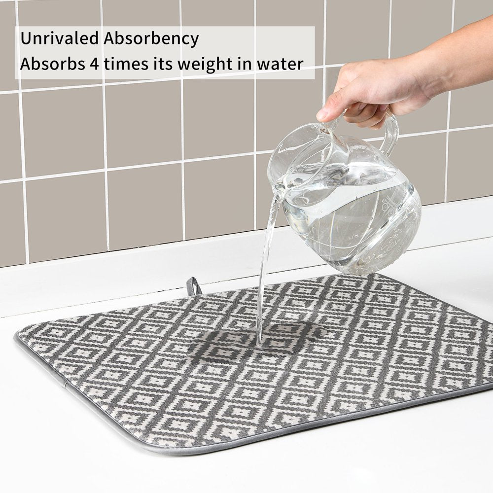 2 Pack, Absorbent Microfiber Dishes Drainer Mats 19.2 X 15.8 Inch