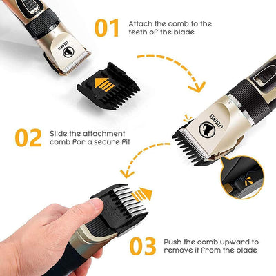 Dog Clippers Cordless Dog Grooming Kit Professional Horse Clippers Detachable Blade with 4 Comb Guides,Low Noise Pet Clippers Rechargeable Pet Grooming Tools for Small & Large Dogs Cats Horse Pets