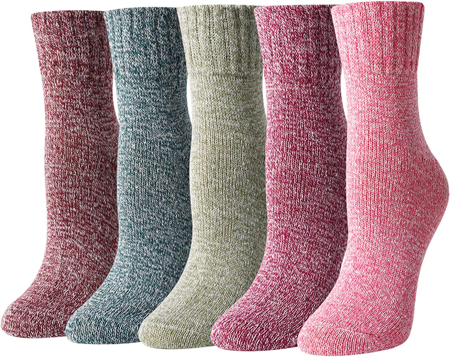 5 Pairs Winter Warm Crew Vintage Socks, Novelty Socks for Women & Girls