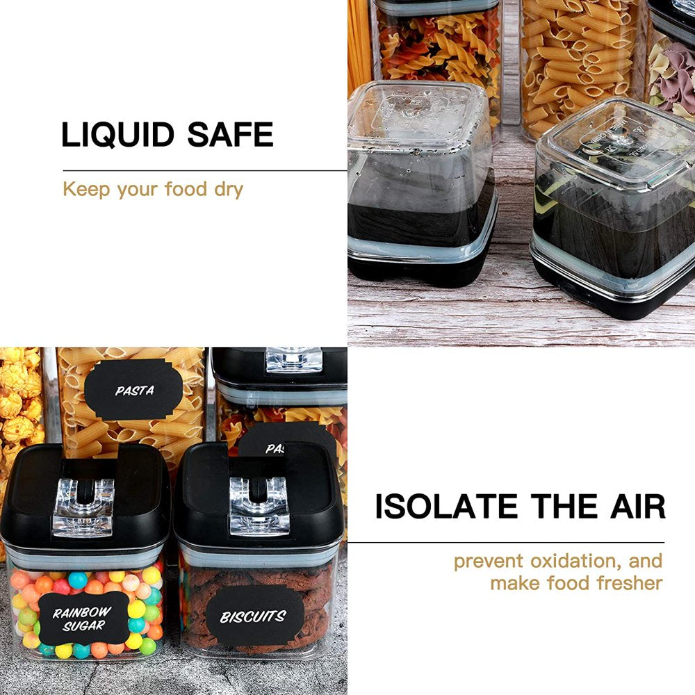 7 Pieces Airtight Food Storage Container Set Kitchen Organization Cereal Containers Storage with 8 Labels & Chalk Marker BPA Free Clear Plastic Kitchen and Pantry Organization Containers