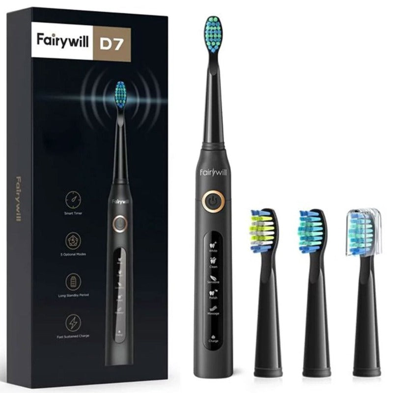 Rechargeable Power Toothbrush with 4 Brush Heads, 5 Modes and 2 Minutes Timer
