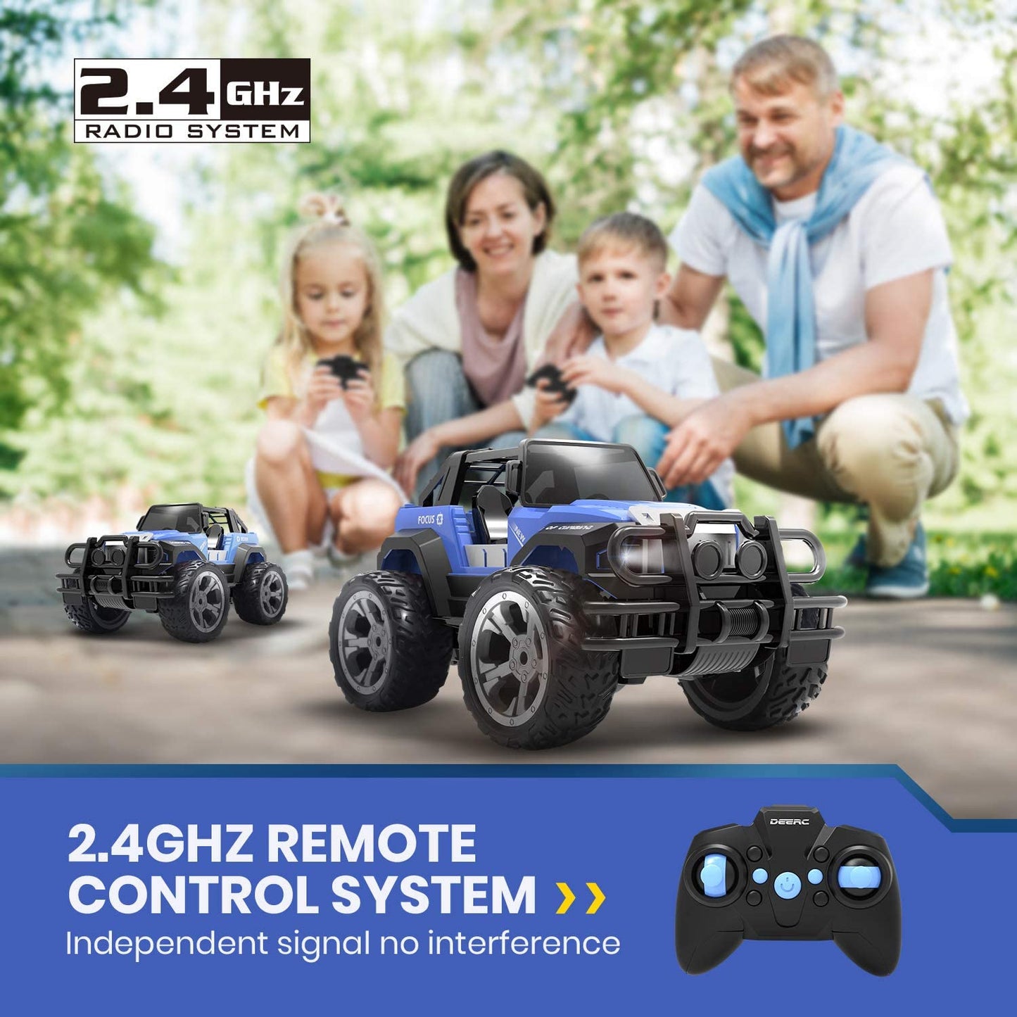 Remote Control Car RC Racing Cars,1:18 Scale 80 Min Play 2.4Ghz LED Light Auto Mode off Road RC Trucks with Storage Case,All Terrain SUV Jeep Cars Toys Gifts for Boys Kids Girls Teens,Blue