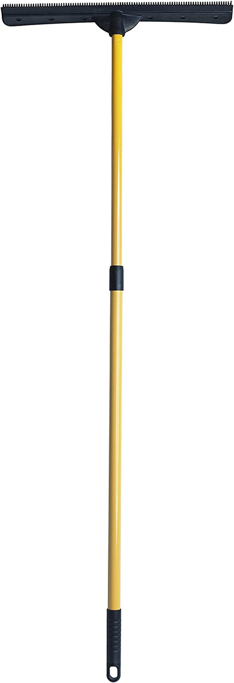 FURemover Pet Hair Remover Carpet Rake - Rubber Broom for Pet Hair Removal Tool with Squeegee & Telescoping Handle Extends from 3-5' Black & Yellow