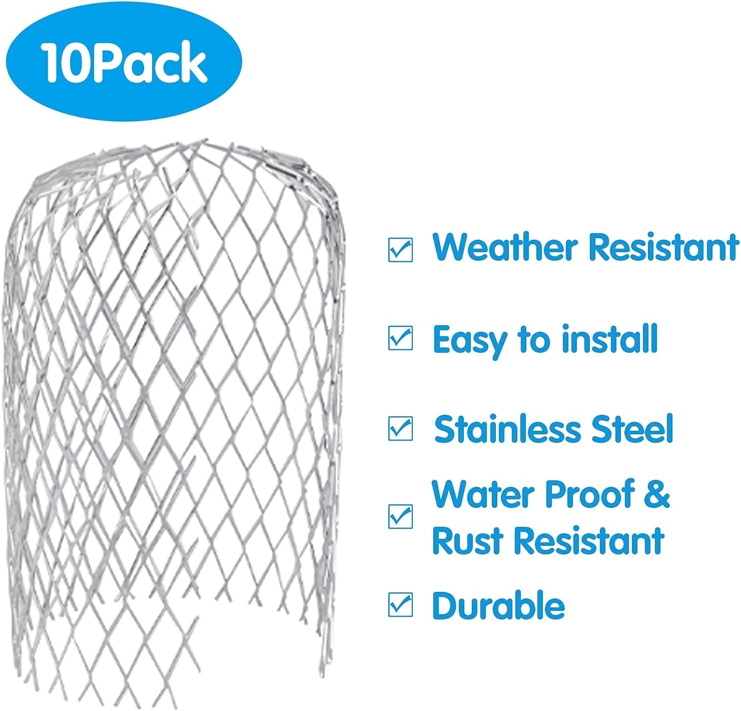 10 PCS Gutter Guard 3Inch Aluminum Filter Strainer Downspout Protection, Expandable Gutter Downspout Guard for Preventing Blockage from Debris and Leaves