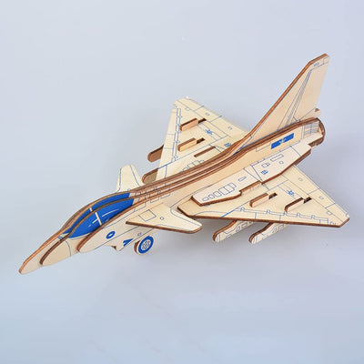 Hands Craft Airplane DIY 3D Wooden Puzzle Model Kit - Laser Cut Wooden Puzzle Craft Kit, Brain Teaser and Educational STEM DIY Building Model Toy,Fighter Jet