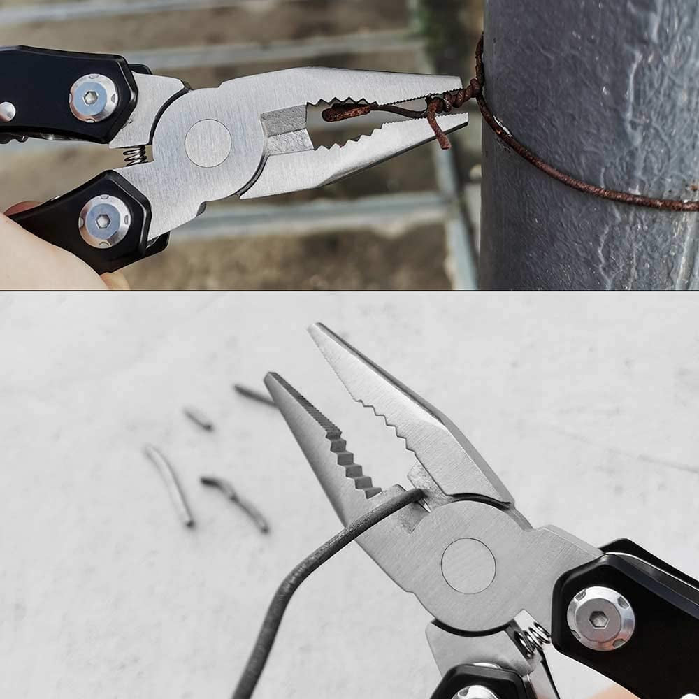 14-In-1 Multitool with Safety Locking, Professional Stainless Steel Multitool Pliers Pocket Knife, Bottle Opener, Screwdriver with Nylon Sheath for Outdoor, Survival, Camping, Hunting and Hiking