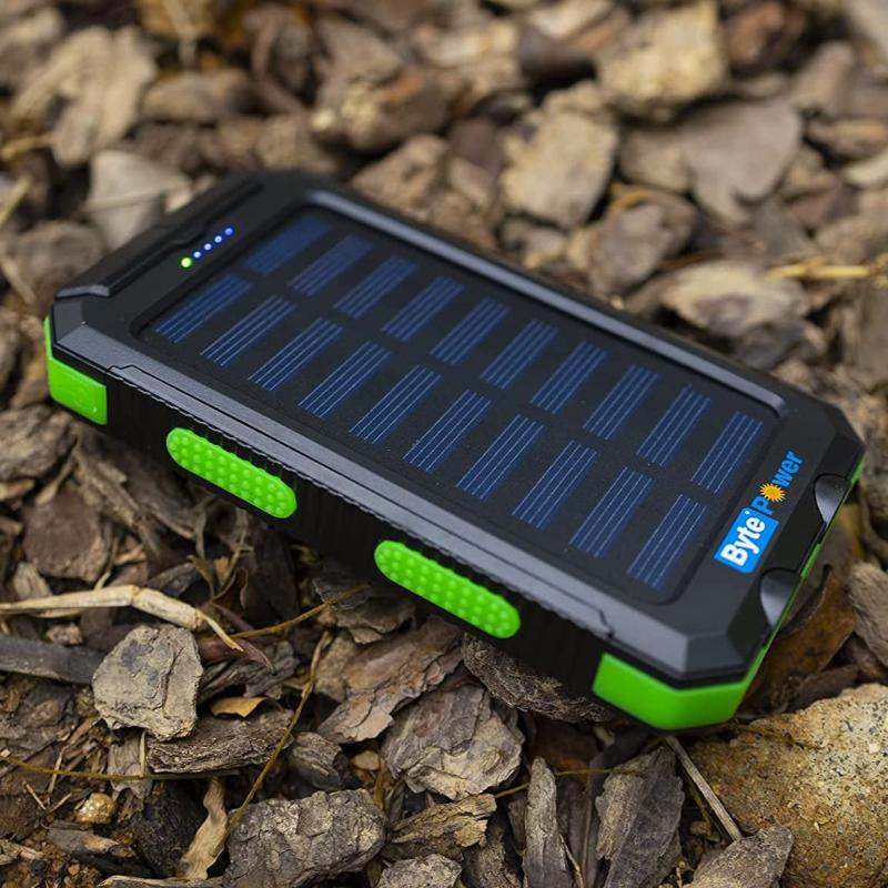 Solar Charger Power Bank 20000Mah, Portable Solar Pone Charger with Compass,Carabiner, Whistle,Flashlights,Solar Panel Charger, Camping Gear Accessory (Green)