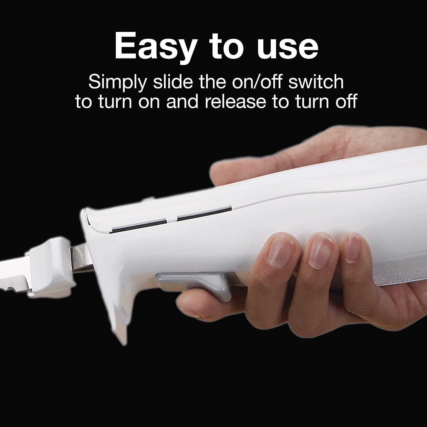 Easy Slice Electric Knife for Carving Meats, Poultry, Bread, Crafting Foam and More, Lightweight with Contoured Grip, White