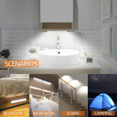 3 Pack 30 LED under Cabinet Lights, USB Rechargeable Closet Lighting Kit with Motion Sensor and Magnetic Strip for Wardrobe, Kitchen Wireless Lighting