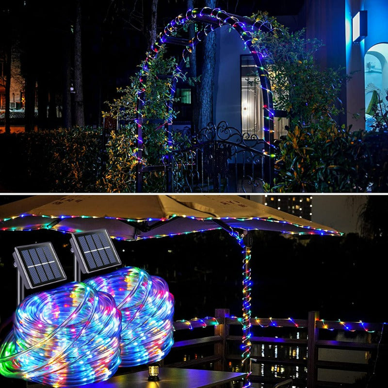 2Pack Solar Rope Lights 33FT 100LED for Pool, 8 Modes Outdoor Waterproof for Fence,Gazebo,Yard,Walkway,Path,Garden Decor