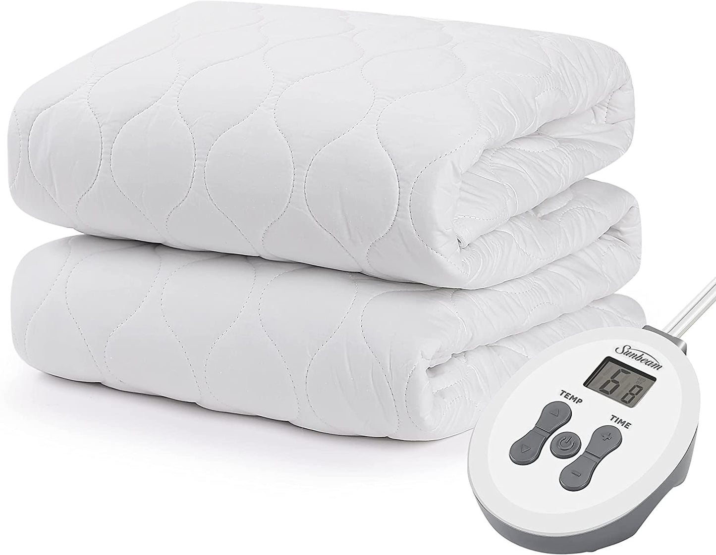 Sunbeam MSU6SQS-T000-11A00 Mattress Pad | Water-Resistant, 10 Heat Settings, Queen, White