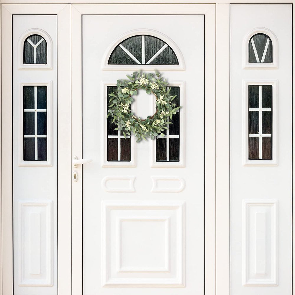 Artificial Eucalyptus Wreath for Front Door Decor Fall Wreath Green Leaf Wreath for Farmhouse Wall Decor Window Front Porch Decor Patio Garden Decor