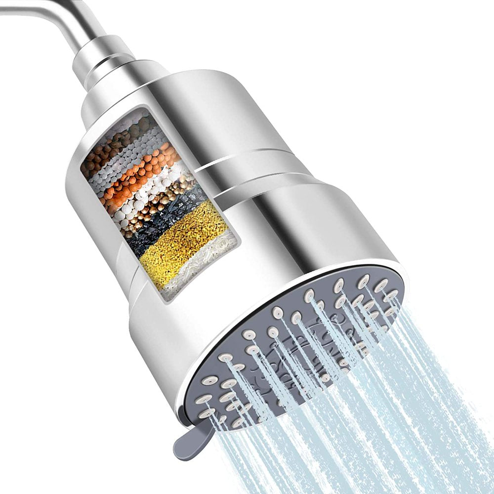 High Pressure Shower Head Filter, 2-In-1 15 Stages High Output Hard Water Softener Showerhead with Filter Cartridge