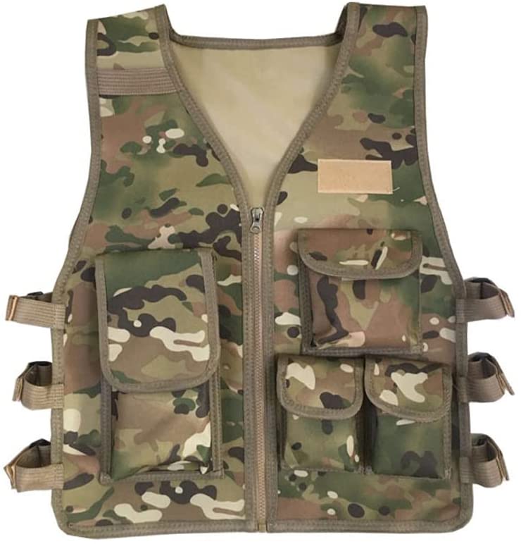 Kids Tactical Vest, Lightweight Airsoft Vest-Adjustable to Fit Ages 7-14 Yrs, Paintball Combat Vest for Games or Training
