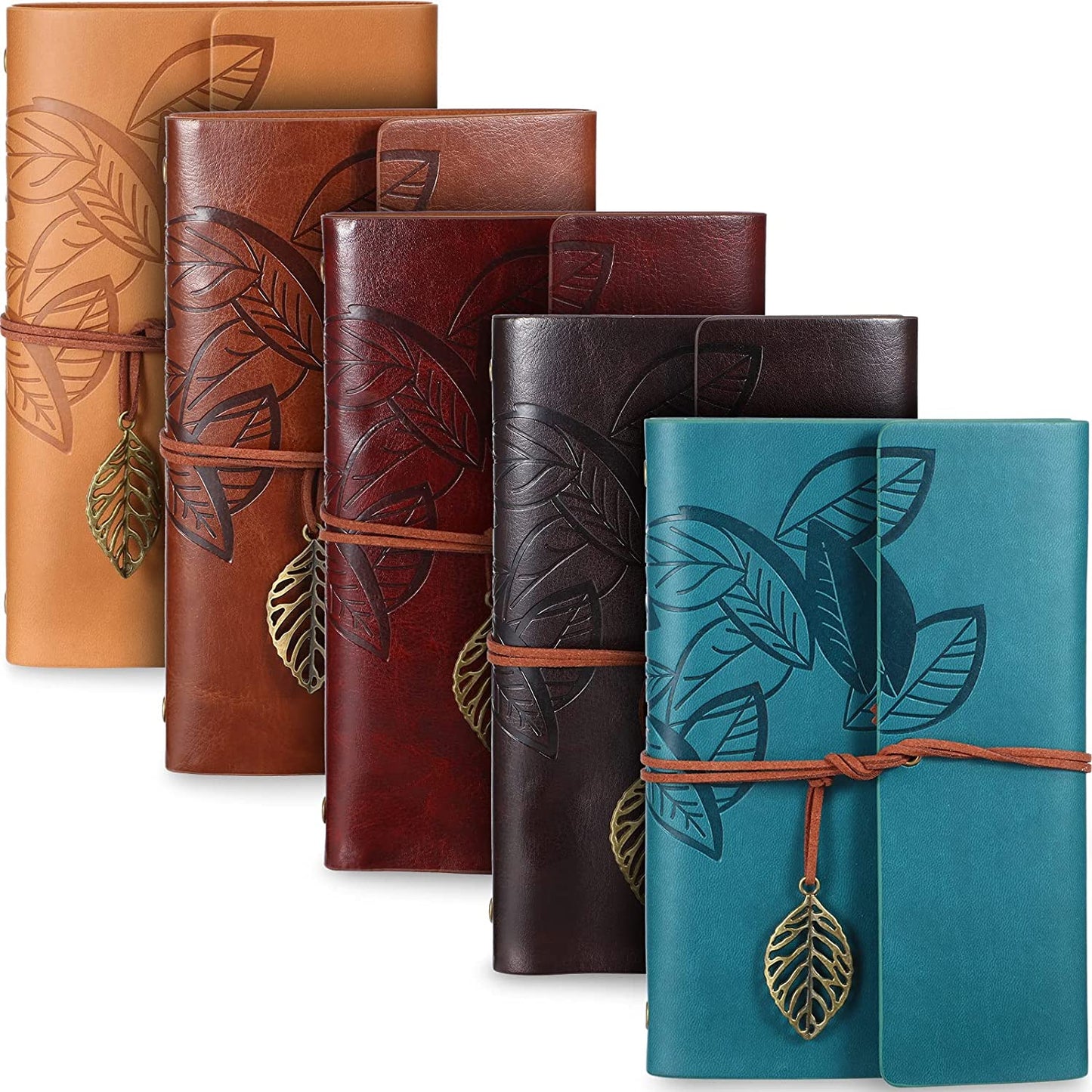 5 Pack Leather Journal Notebook Travel 7 x 5 Refillable
