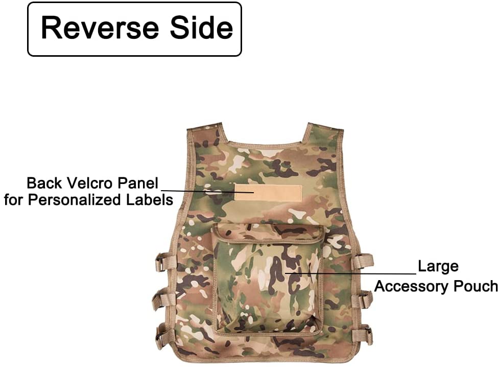 Kids Tactical Vest, Lightweight Airsoft Vest-Adjustable to Fit Ages 7-14 Yrs, Paintball Combat Vest for Games or Training
