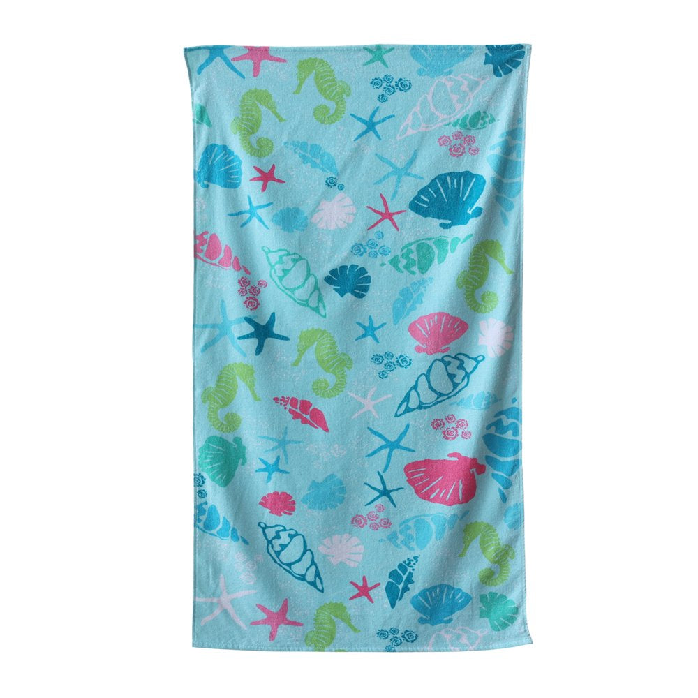 Velour Beach Towel, Midistripe, Blue, 28X60