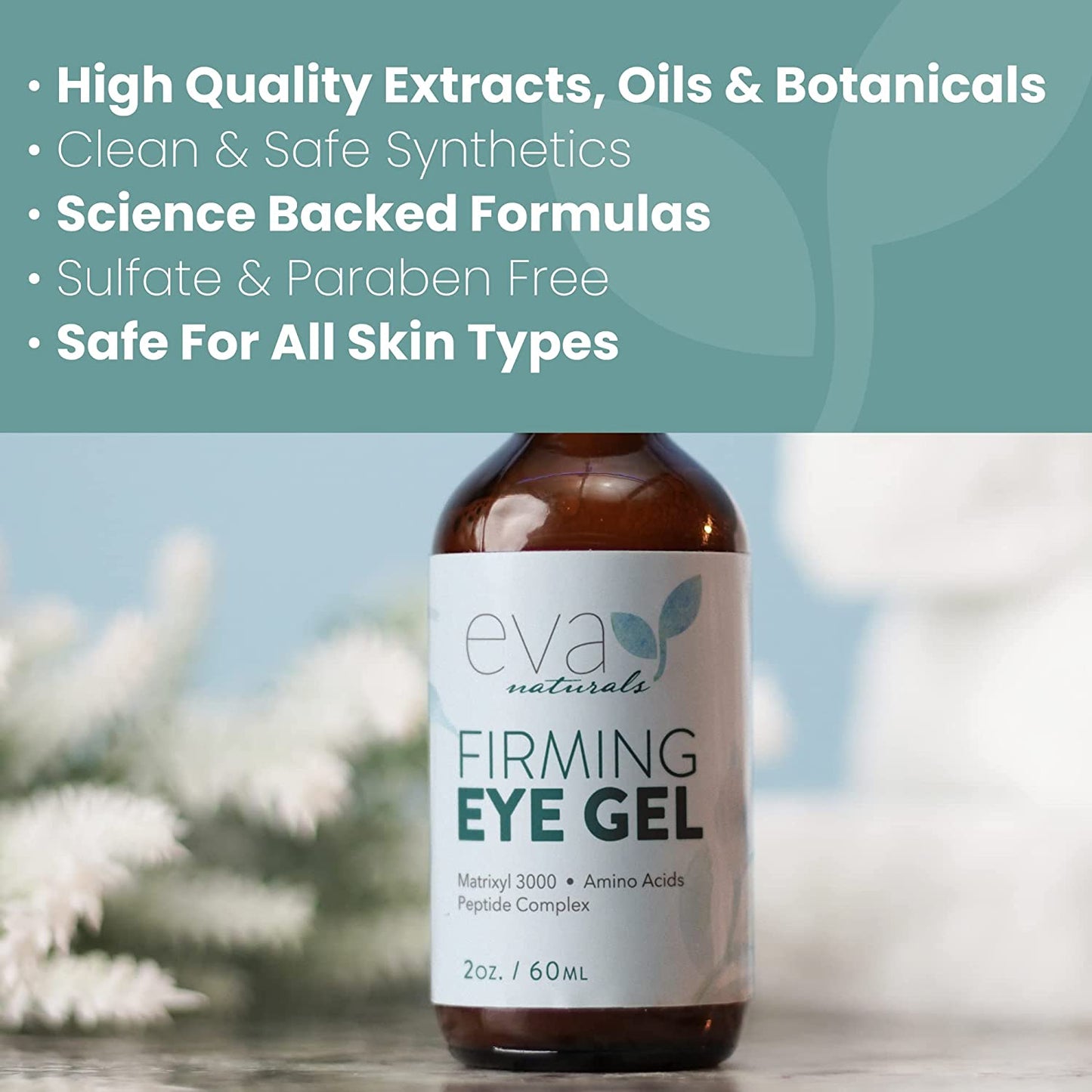 Anti-Aging Eye Gel - Luxurious Hydrating Under Eye Cream For Dark Circles and Puffiness, Bags, Crows Feet, Wrinkles - With Hyaluronic Acid & Skin-Firming Peptides Eye Serum (2 oz.)