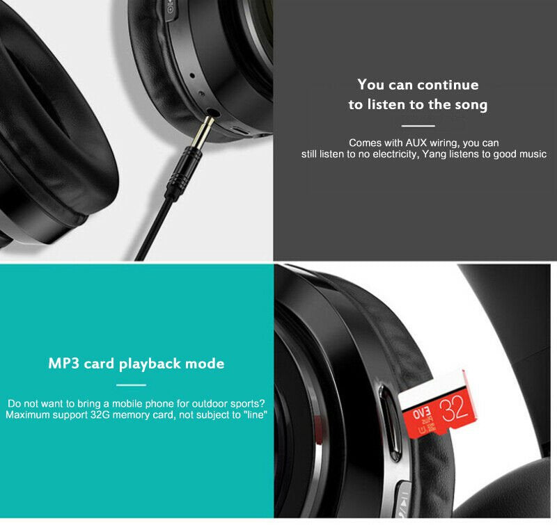 Rechargeable Wireless Headphones, Super Bass Bluetooth Foldable