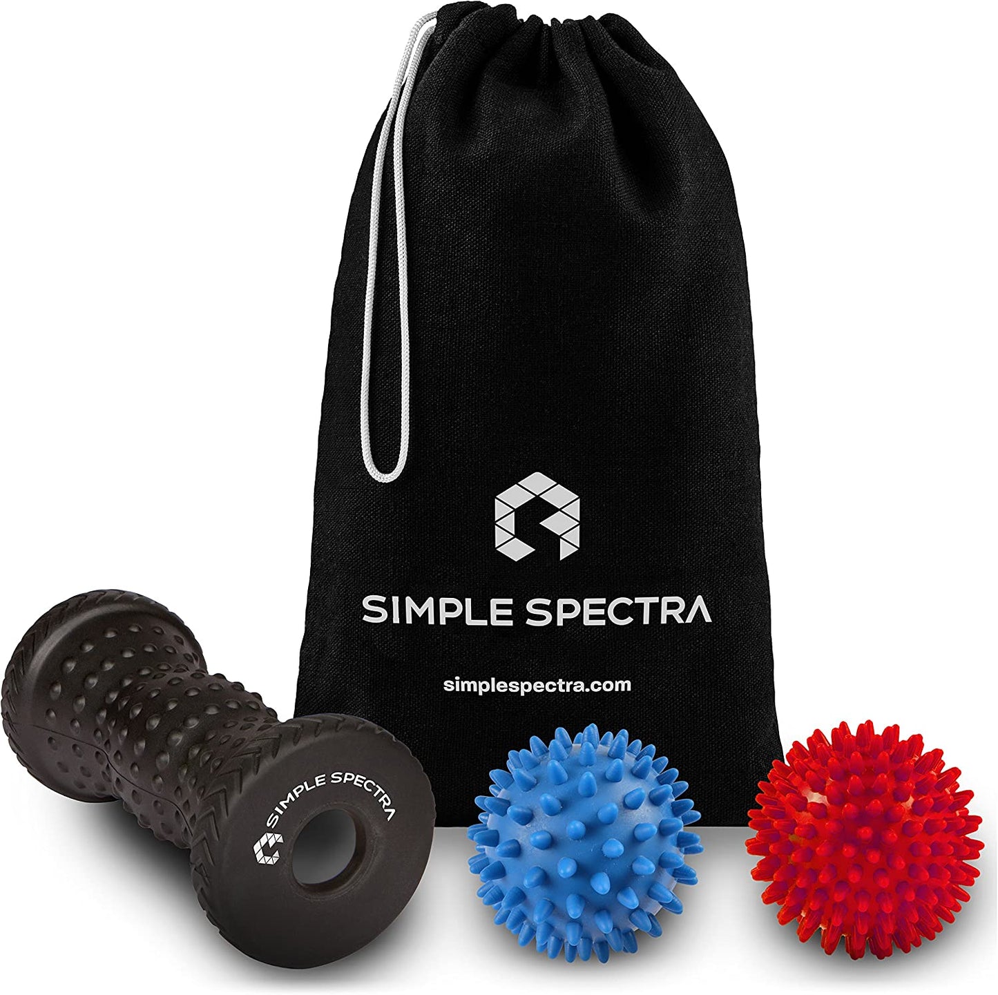 Foot Massager Roller & Spiky Ball Therapy Set - Massage Tool for Muscle Pain Relief from Plantar Fasciitis | Best for Trigger Point Release, Acupressure Reflexology with Ebook Guide