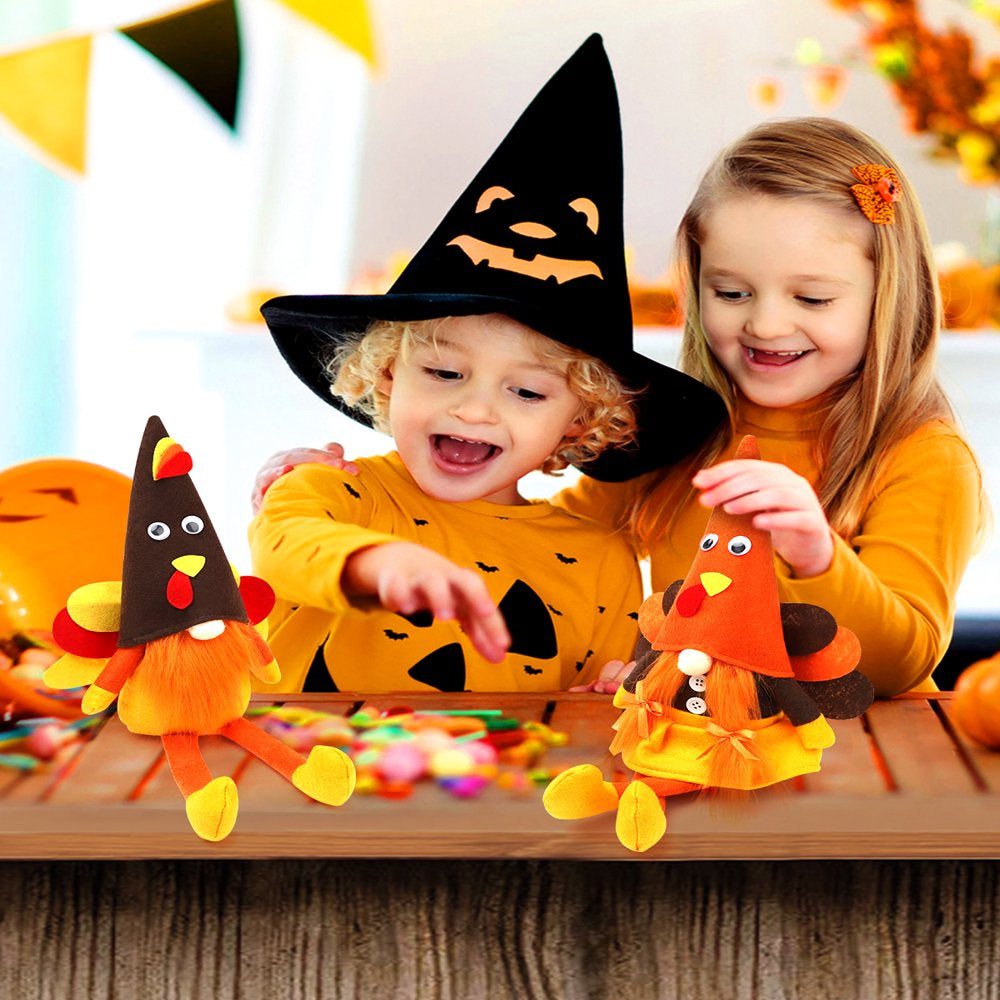 Fall Thanksgiving Decorations, 2 Pack Handmade Fall Turkey Swedish Gnomes, Fall Table Decor Gnomes for Home Farmhouse Indoor, Fall Decoration Autumn Decor Thanksgiving Gifts