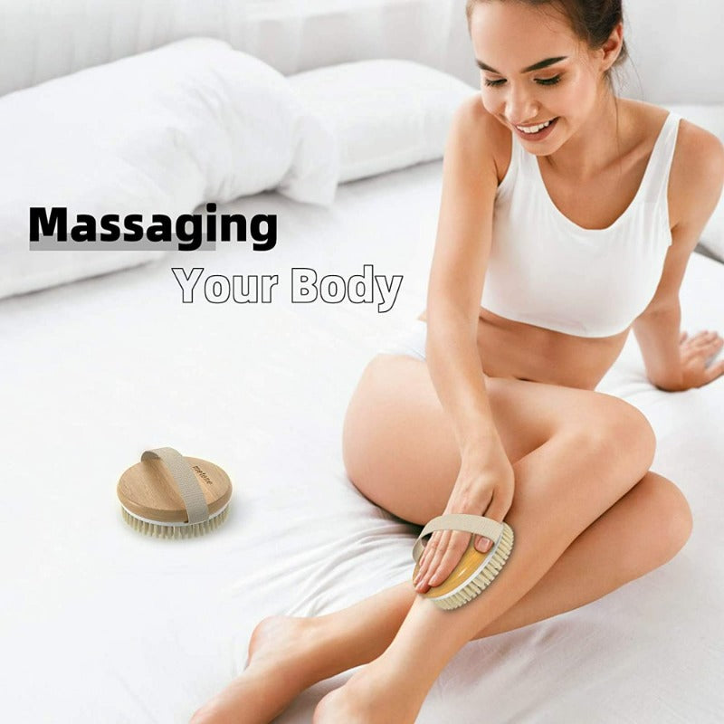 2 Pack Shower Body Brush, Exfoliating Bath Scrub Brush with Massage Nodes for Wet or Dry Brushing