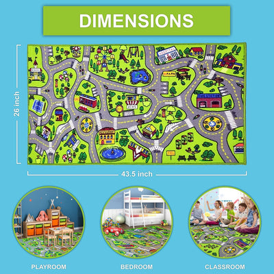 Kids Playmat Car Rug -Educational Car Rugs for Kids Road and Traffic Carpet Multi Color Play Rug - Kids Rugs for Playroom & Kids Bedroom Best Car Rugs for Kids and Kids Play Rug Ages 3 4 5 6