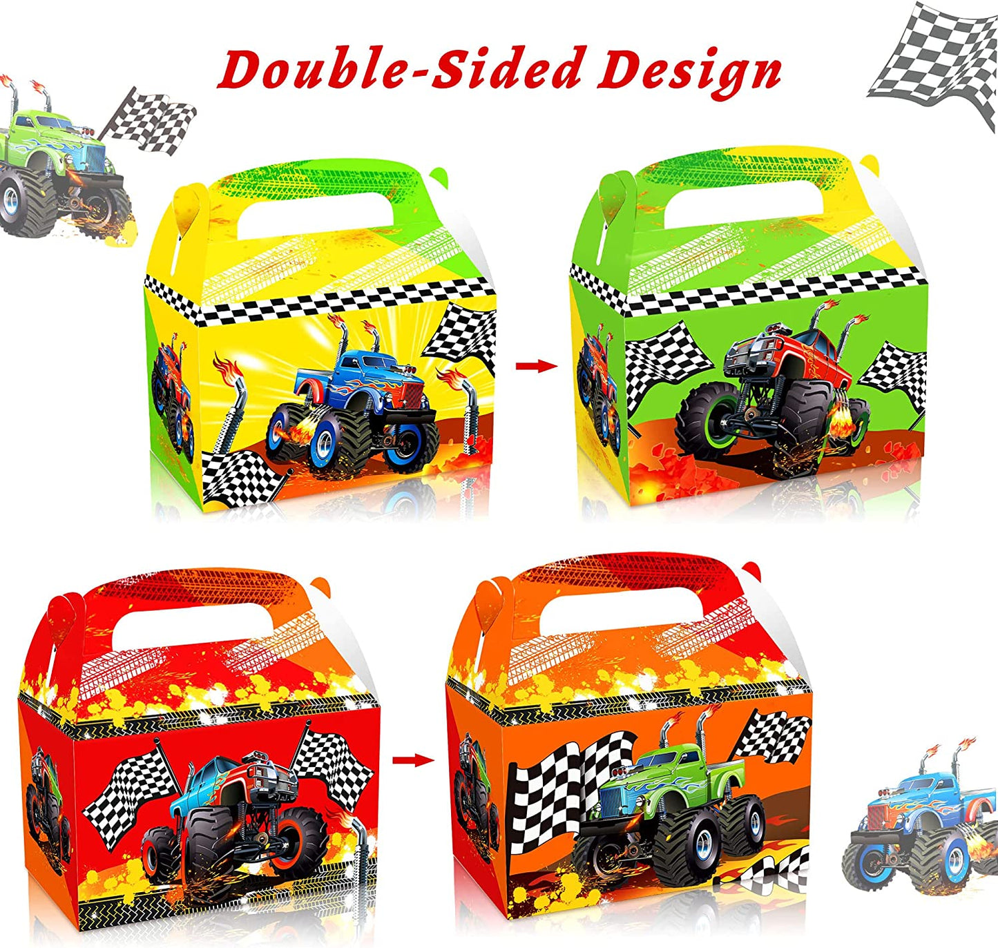 12 PCS Monster Trucks Party Favor Boxes Monster Trucks Party Supplies Monster Trucks Party Favors Monster Trucks Tablecloth Monster Trucks Birthday Decoration