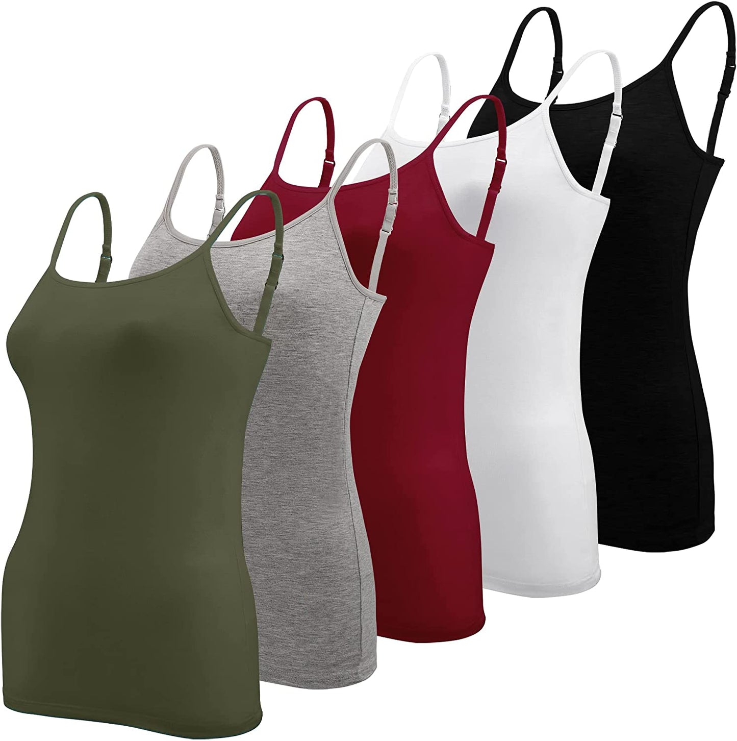 5 Pcs Women's Camisole Tank Top Undershirt Spaghetti Strap Basic Camisoles