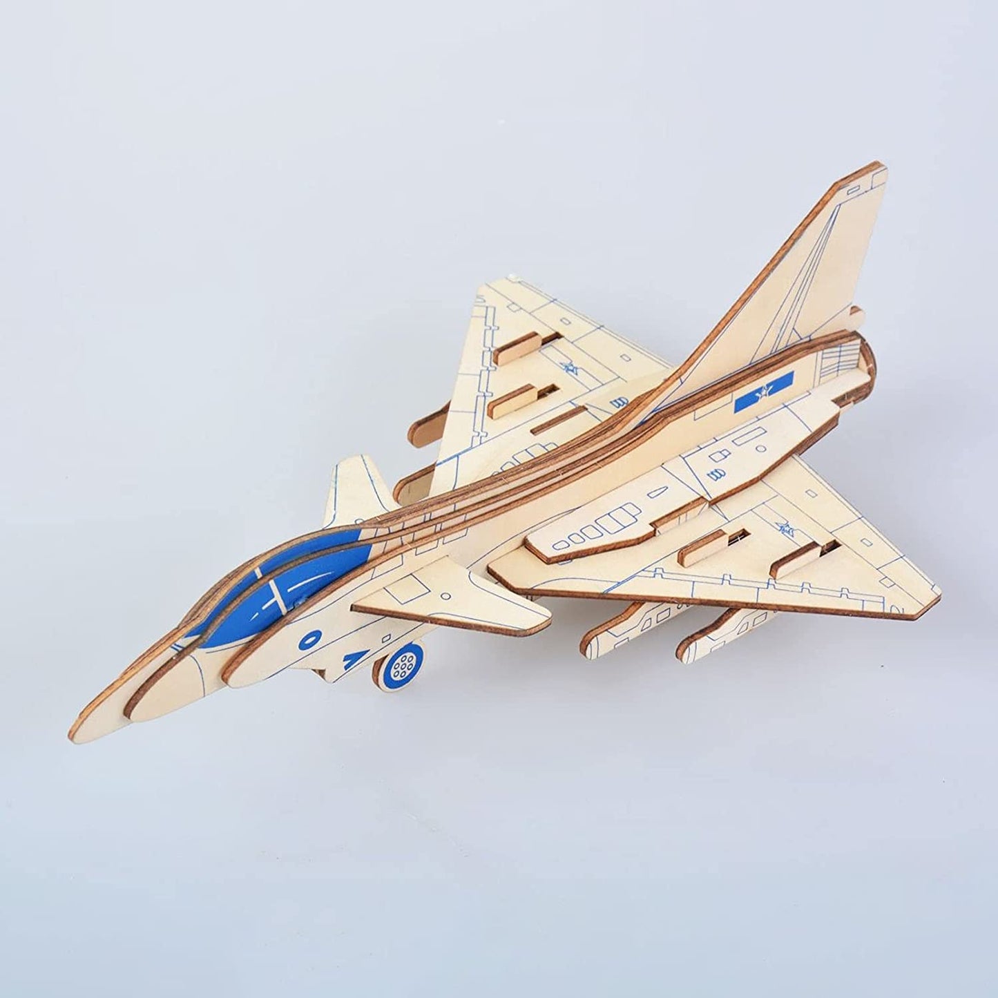 Hands Craft Airplane DIY 3D Wooden Puzzle Model Kit - Laser Cut Wooden Puzzle Craft Kit, Brain Teaser and Educational STEM DIY Building Model Toy,Fighter Jet