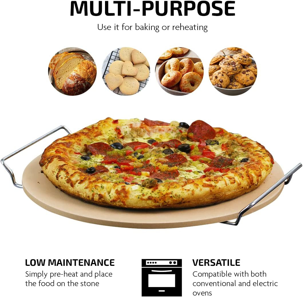 Ceramic Flat 13 Inch Pizza Stone Set