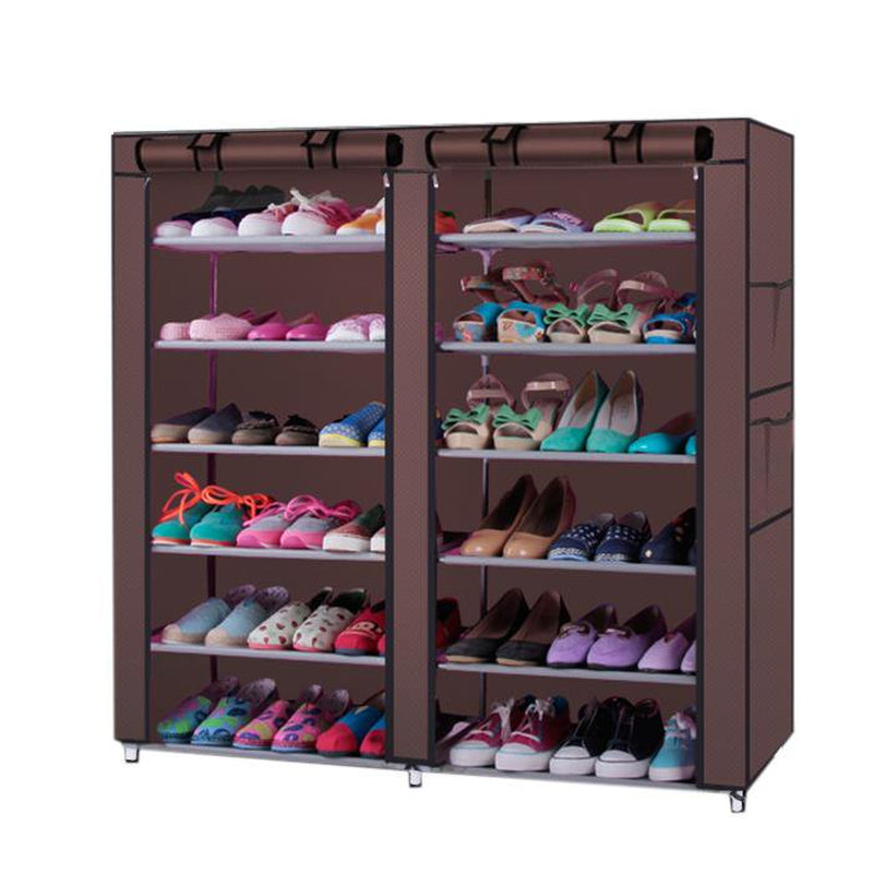 KTX 12 Grids Portable Shoe Cabinet 6 Tiers Shoe Rack Shoe Shelf Tower Shoe Storage Organizer Space Saving with Non-Woven Fabric Cover
